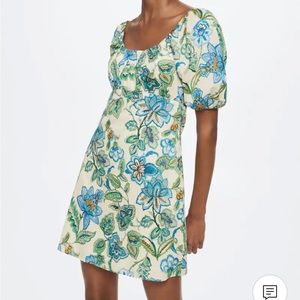 MANGO Flower Print Open Back Dress